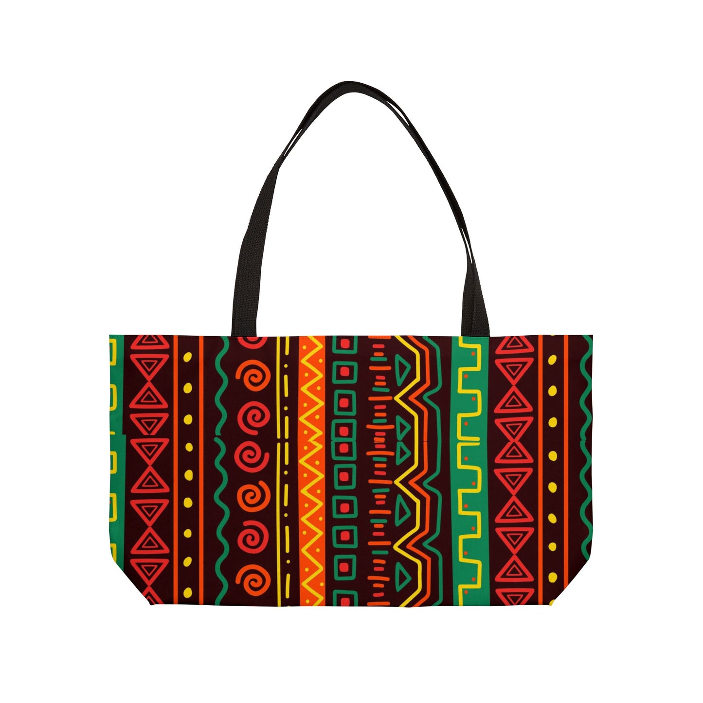 Weekender Tote Bag — Vibrant Afrocentric Tribal Stripe Beach & Travel Tote