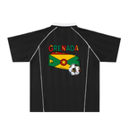 Grenada Flag Themed Graphic Stripe Collared Soccer Jersey