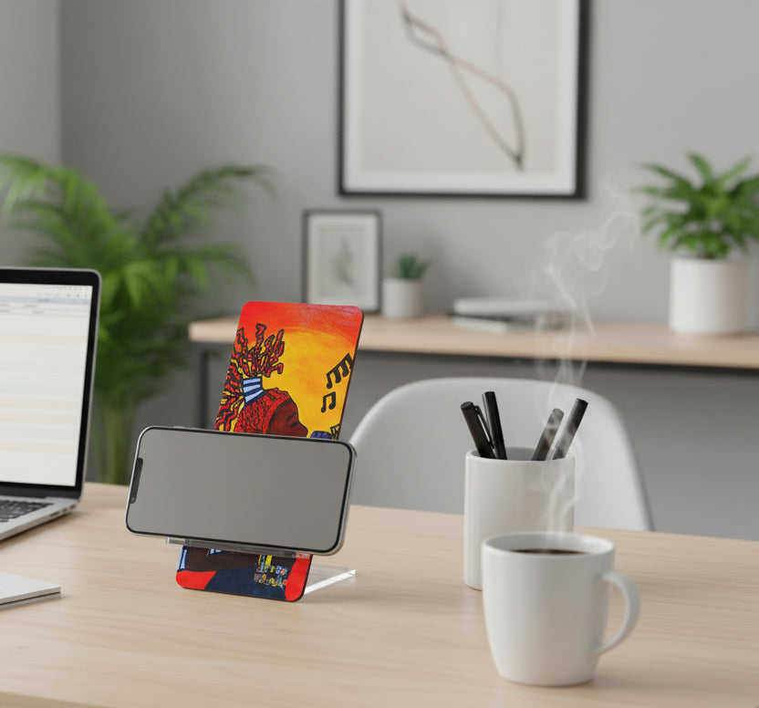 Artistic Smartphone Display Stand - Vibrant Music Theme Printify