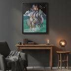 Knight and Dragon Fantasy Art, Framed Matte Canvas Printify