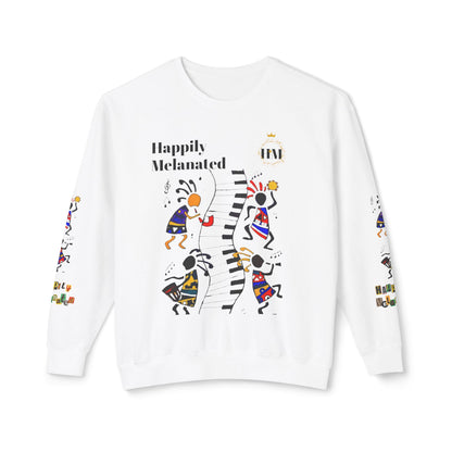 Hand-Drawn Afro Music Graphic Sweatshirt - Unisex Lightweight Crewneck