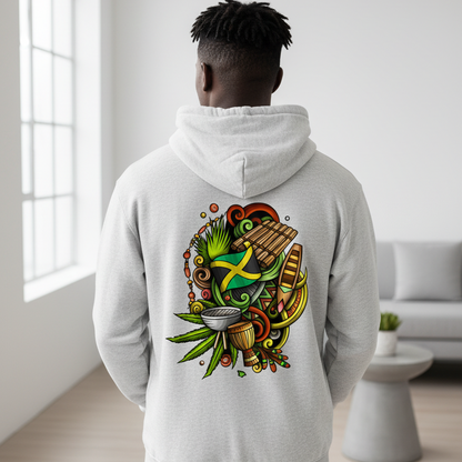 Jamaica Flag Themed Graphic Oversize Fleeced Unisex Hoodie