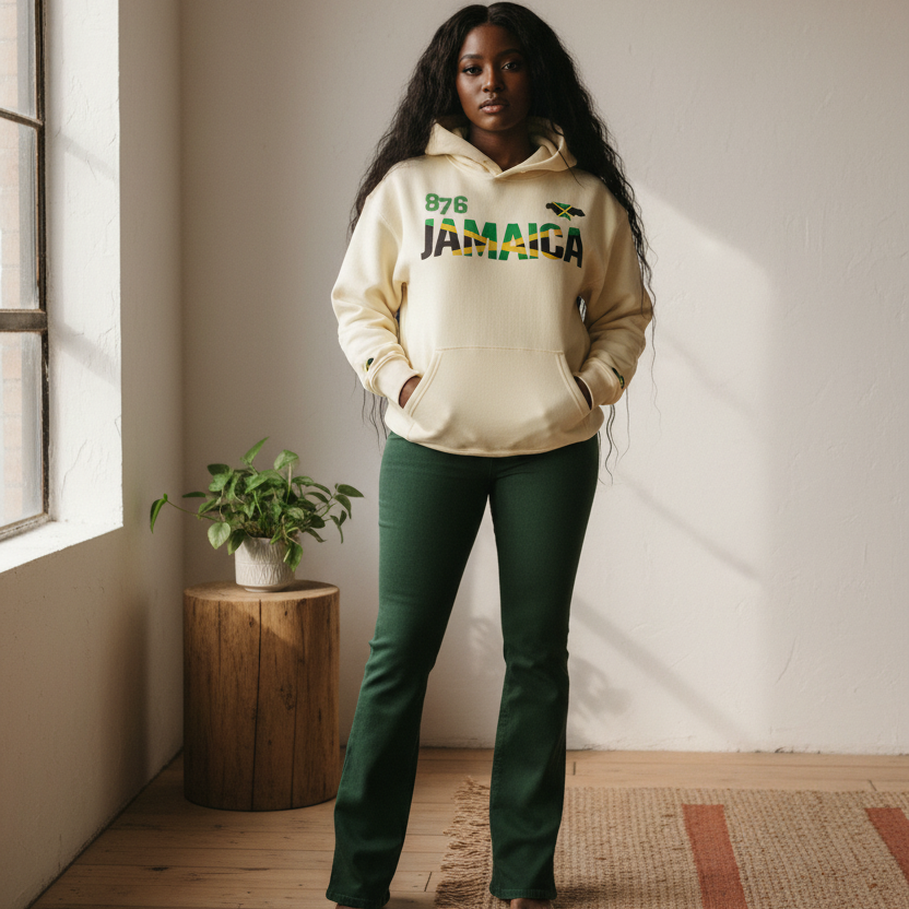 Jamaican Pride and Flag Themed Graphic Fleeced Unisex Hoodie