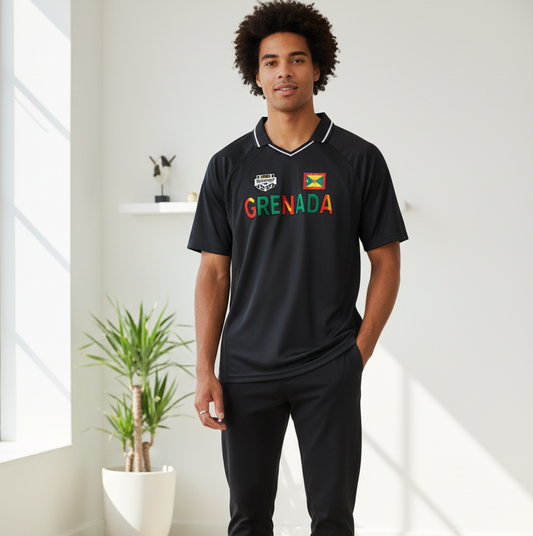 Grenada Flag Themed Graphic  V-Neck Soccer Jersey