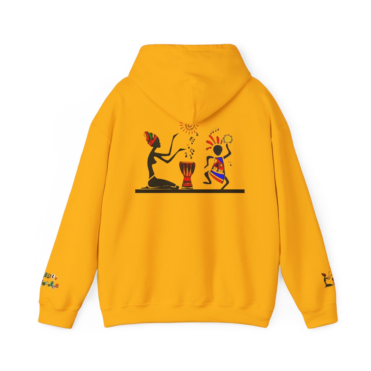 Ethnic Streetwear Pullover Hoodie, Hand-Drawn Tribal Music Art, Urban Fashion