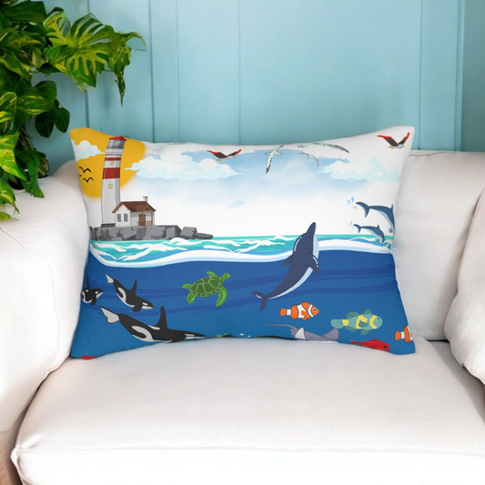 Ocean Adventure Lumbar Pillow - Nautical Marine Decor for Home