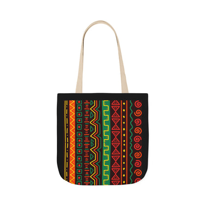 Afrocentric Pattern Canvas Tote — Colorful Tribal Stripe Beach & Market Bag