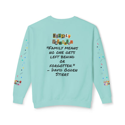 Bold Ethnic Unisex Light Weight Crewneck, Hand-drawn Tribal Family Doodle Design