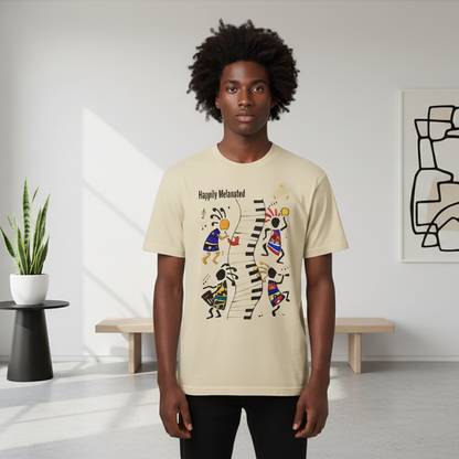 Afro Music Cartoon Graphic Unisex T-shirt, Vintage Wash Drop Shoulder T-shirt