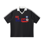 Belize  Flag Themed Contrast Collar Striped Unisex Soccer Jersey
