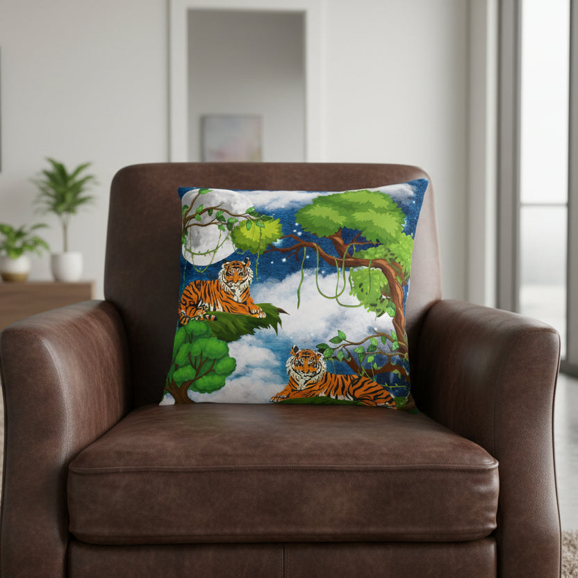 Cozy Tiger Jungle Square Pillow - Perfect for Nature Lovers Printify