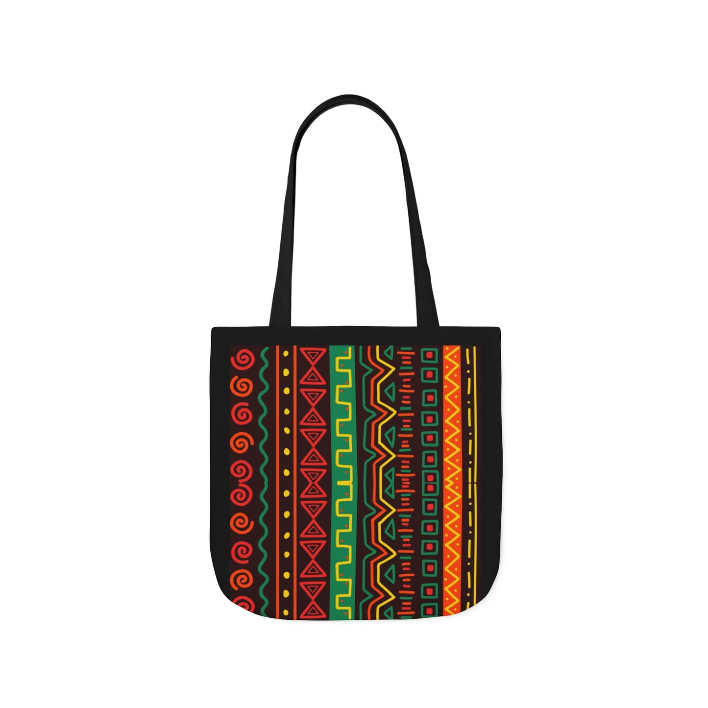 Afrocentric Pattern Canvas Tote — Colorful Tribal Stripe Beach & Market Bag