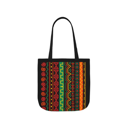 Afrocentric Pattern Canvas Tote — Colorful Tribal Stripe Beach & Market Bag
