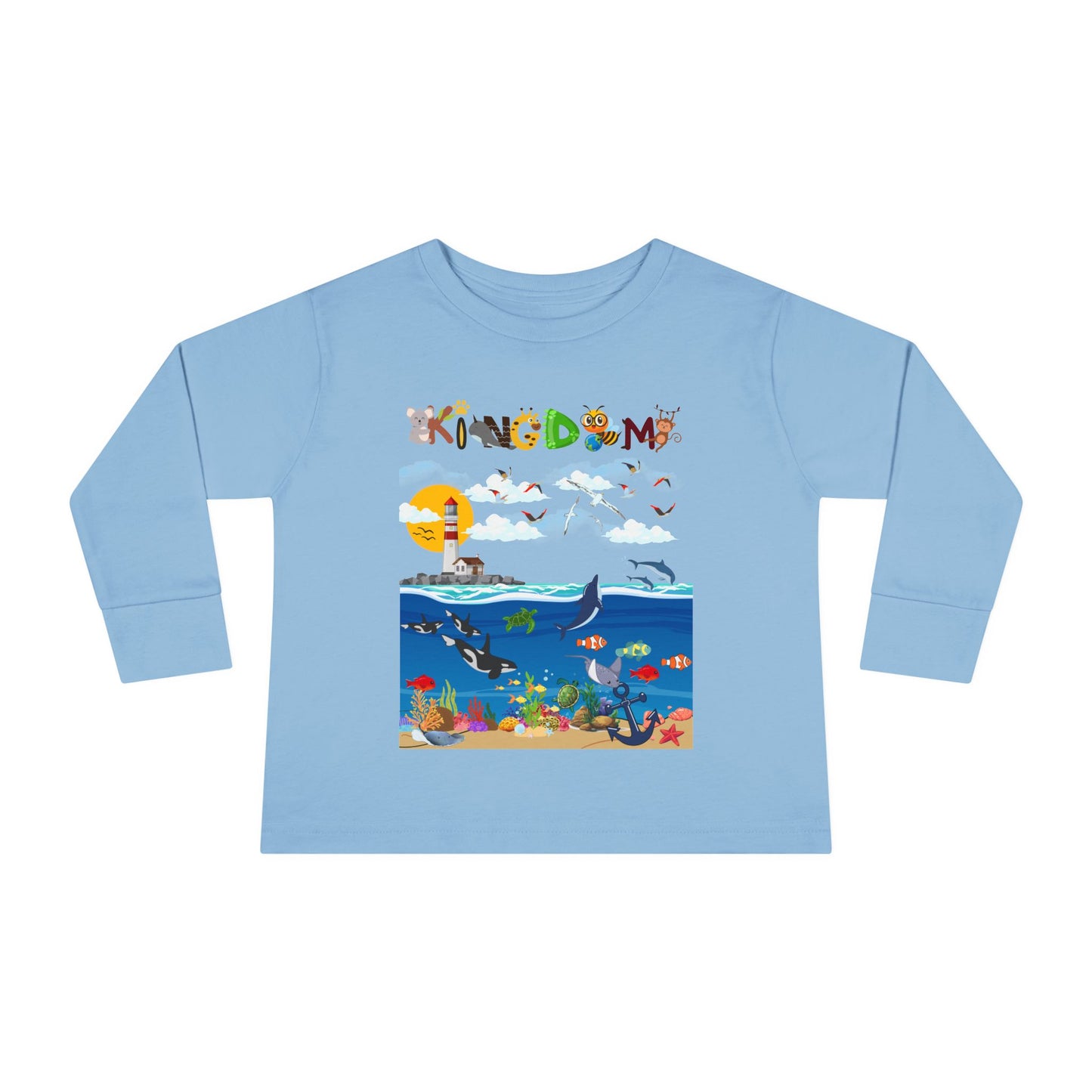 Orca Graphic Toddler Long Sleeve Tee for Kids, Whale Shirt, Children's Wildlife Top