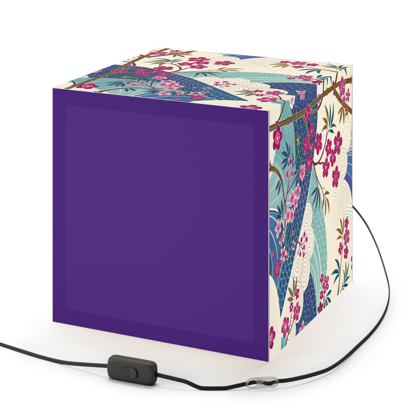 Japanese Floral Wave Light Cube Lamp — Cherry Blossom Ambient Night Light