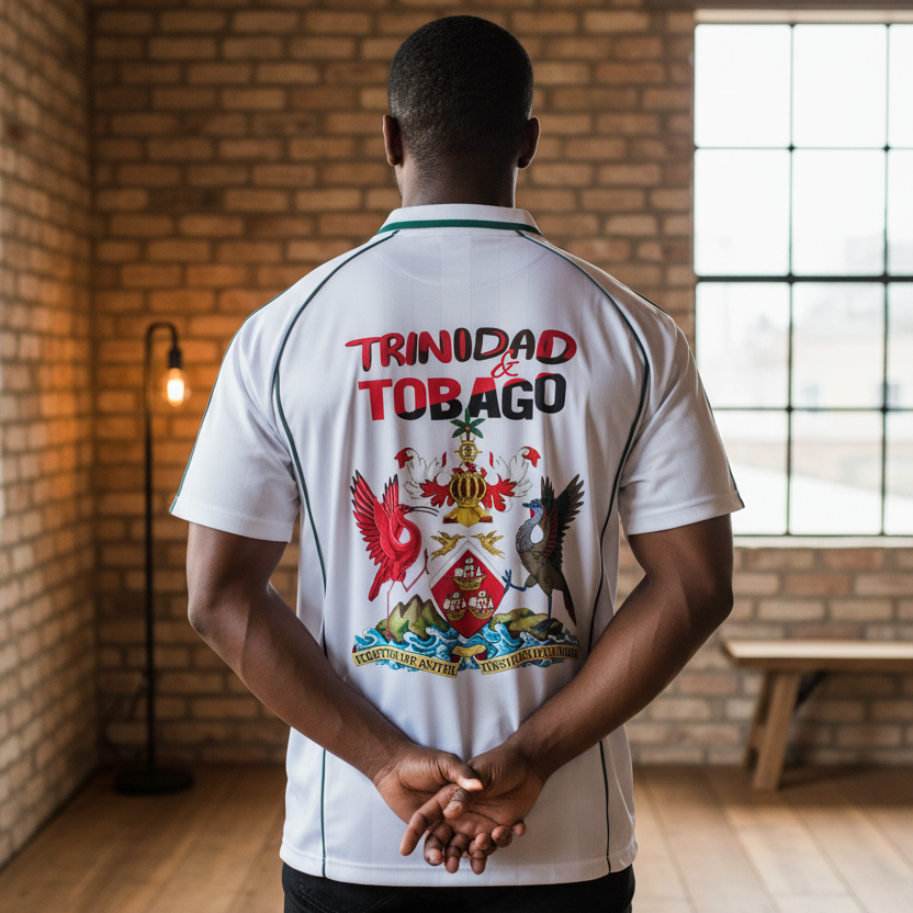 Trinidad Flag Shadow Stripe Collared Unisex Soccer Jersey