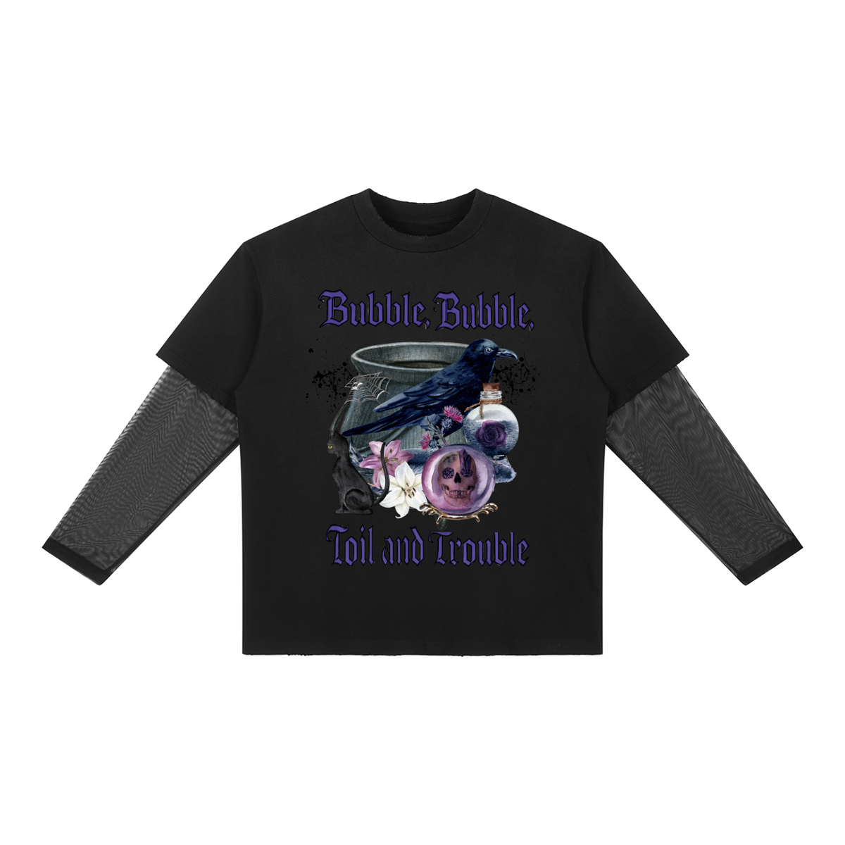 Gothic Raven Art Graphic Unisex Sunfade Layer T-Shirt