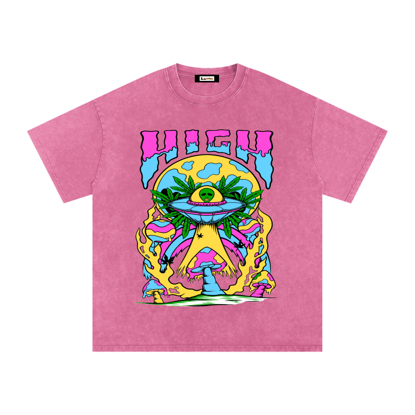 Graphic Alien Art Unisex Snow Washed Oversized Cotton T-Shirt