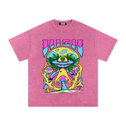 Graphic Alien Art Unisex Snow Washed Oversized Cotton T-Shirt
