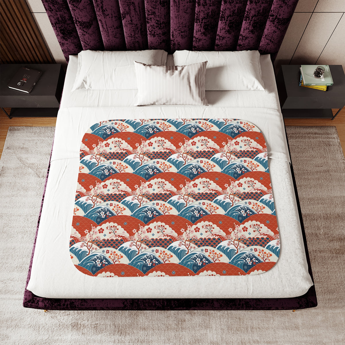 Sherpa Blanket, Asia Inspired Cozy Design Printify