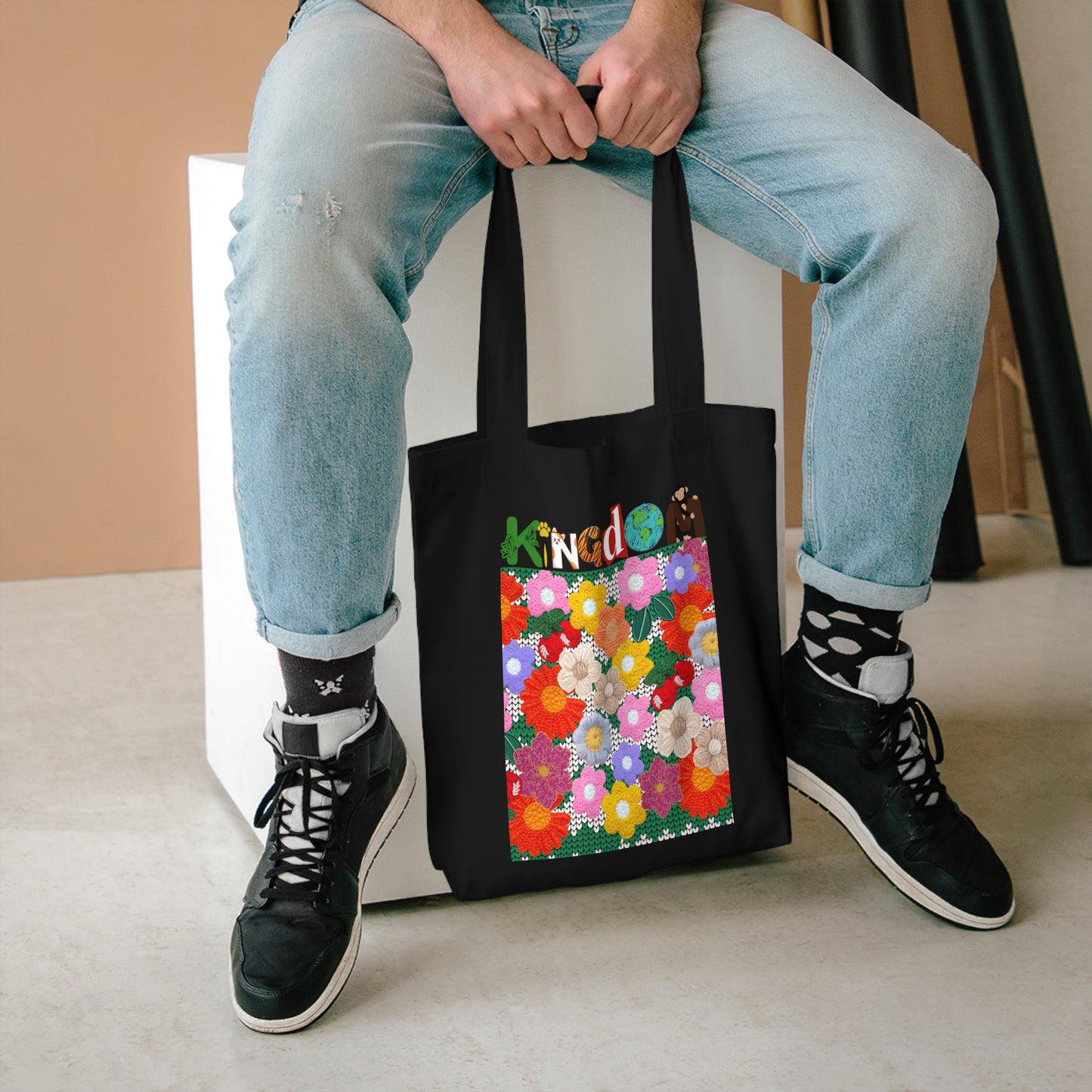 Floral Tote Bag — Colorful Retro Flower Market Bag