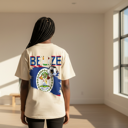 Belize Flag Themed Graphic Unisex  Vintage Wash Cotton T-Shirt