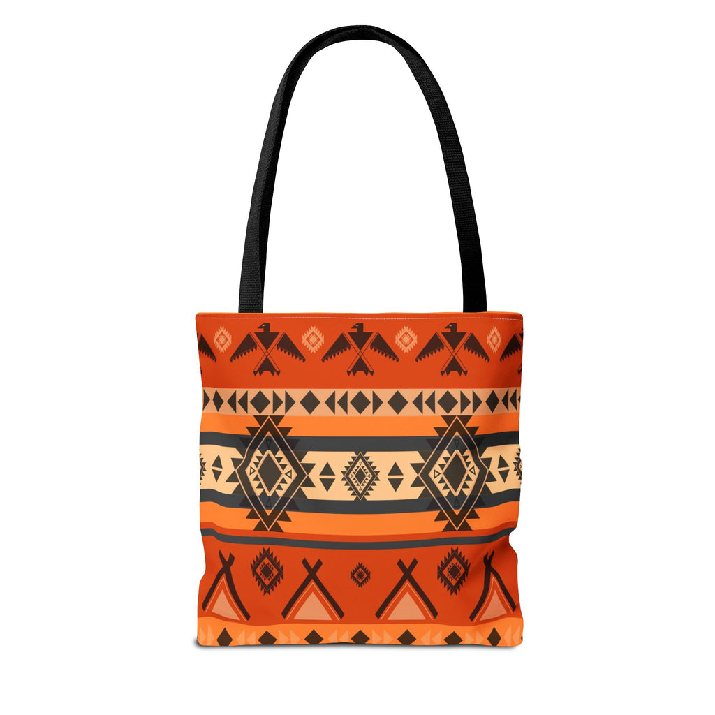 Southwestern Aztec Pattern Tote Bag — Orange Tribal All-Over Print