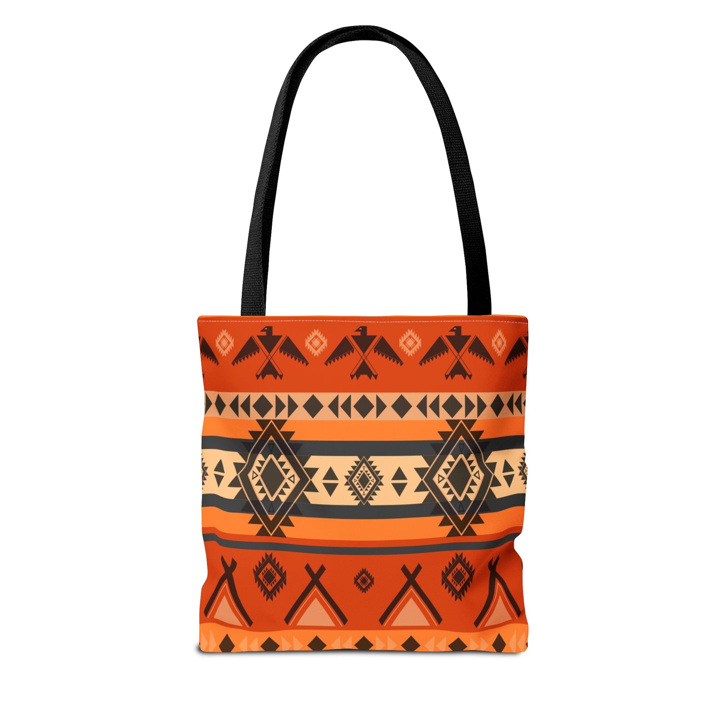 Southwestern Aztec Pattern Tote Bag — Orange Tribal All-Over Print