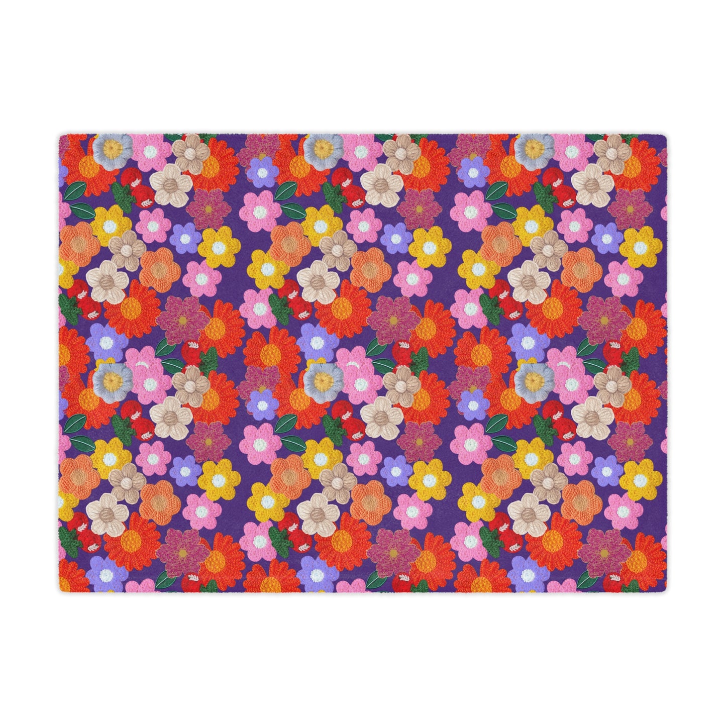 Floral Fiesta Minky Blanket — Bright Retro Flower Pattern, Cozy Throw for Living Room & Kids