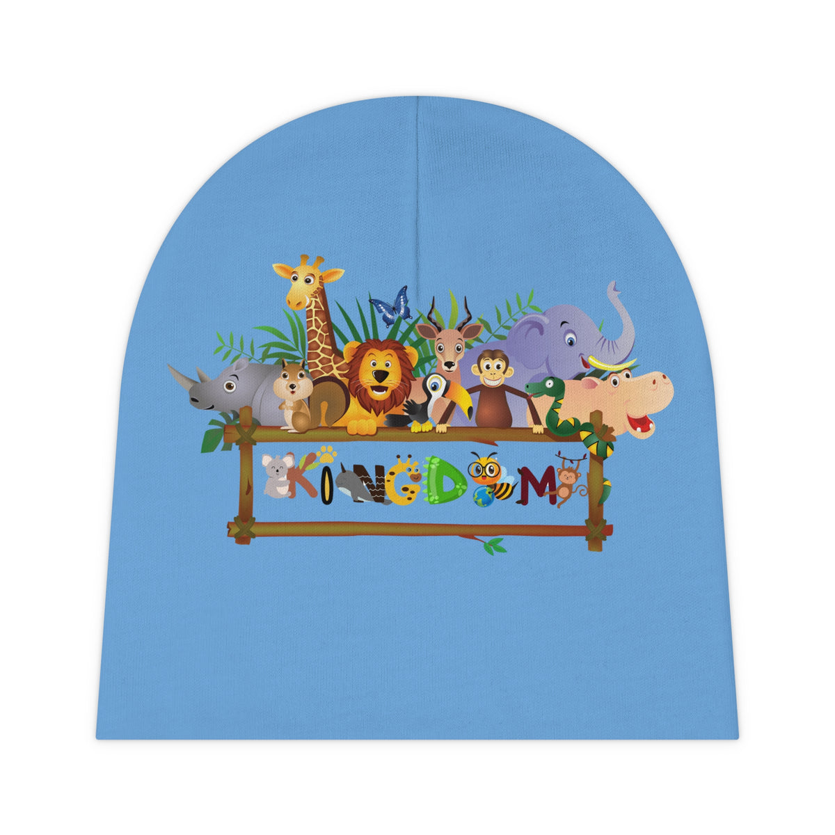 Animal Graphic Baby Beanie, Cute Newborn Hat, Safari Theme Infant Cap, Knit Winter Beanie Printify