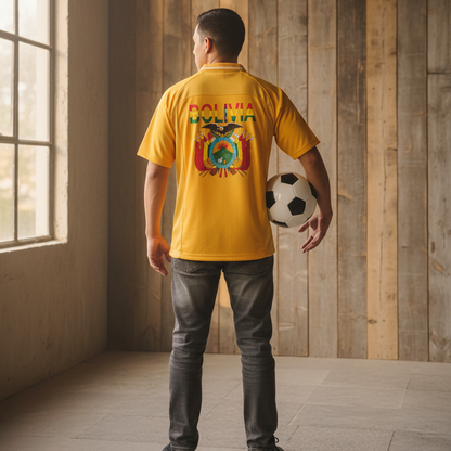 Bolivia Flag Themed Unisex Striped V-Neck Soccer Jersey
