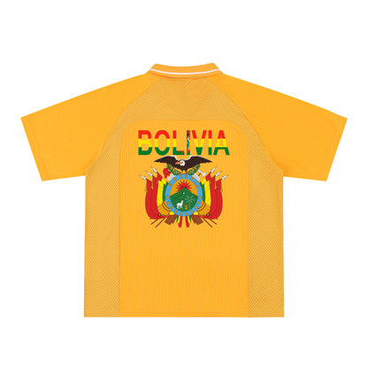 Bolivia Flag Themed Unisex Striped V-Neck Soccer Jersey