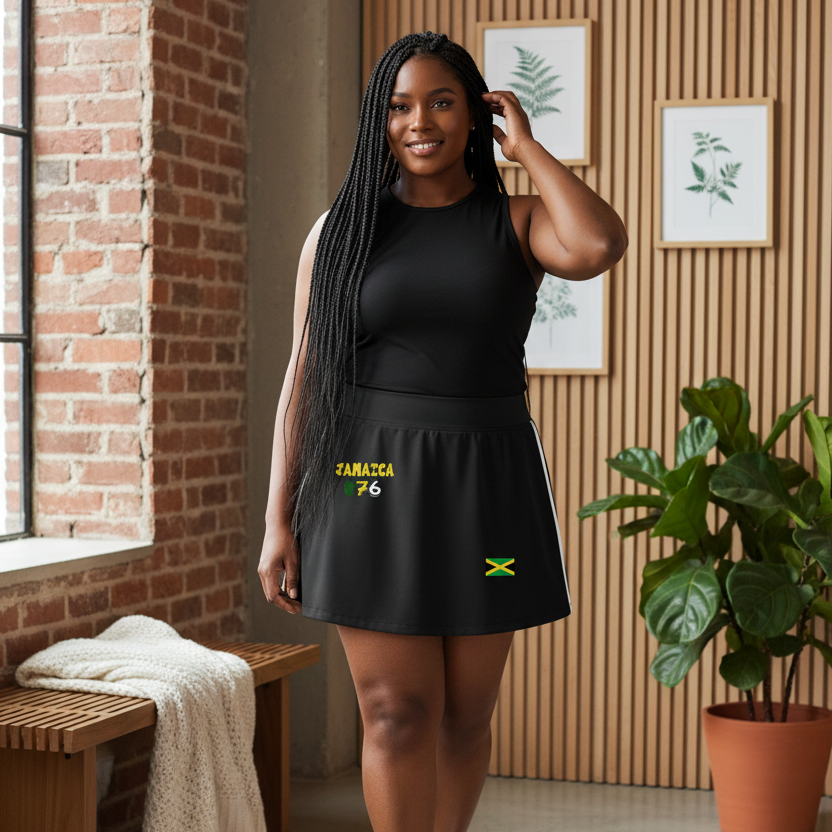 Jamaica Flag Themed Taped Cooling Performance Short Skirt