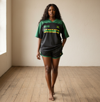 Jamaican Flag Themed Graphic Mesh V-Neck Soccer Jersey
