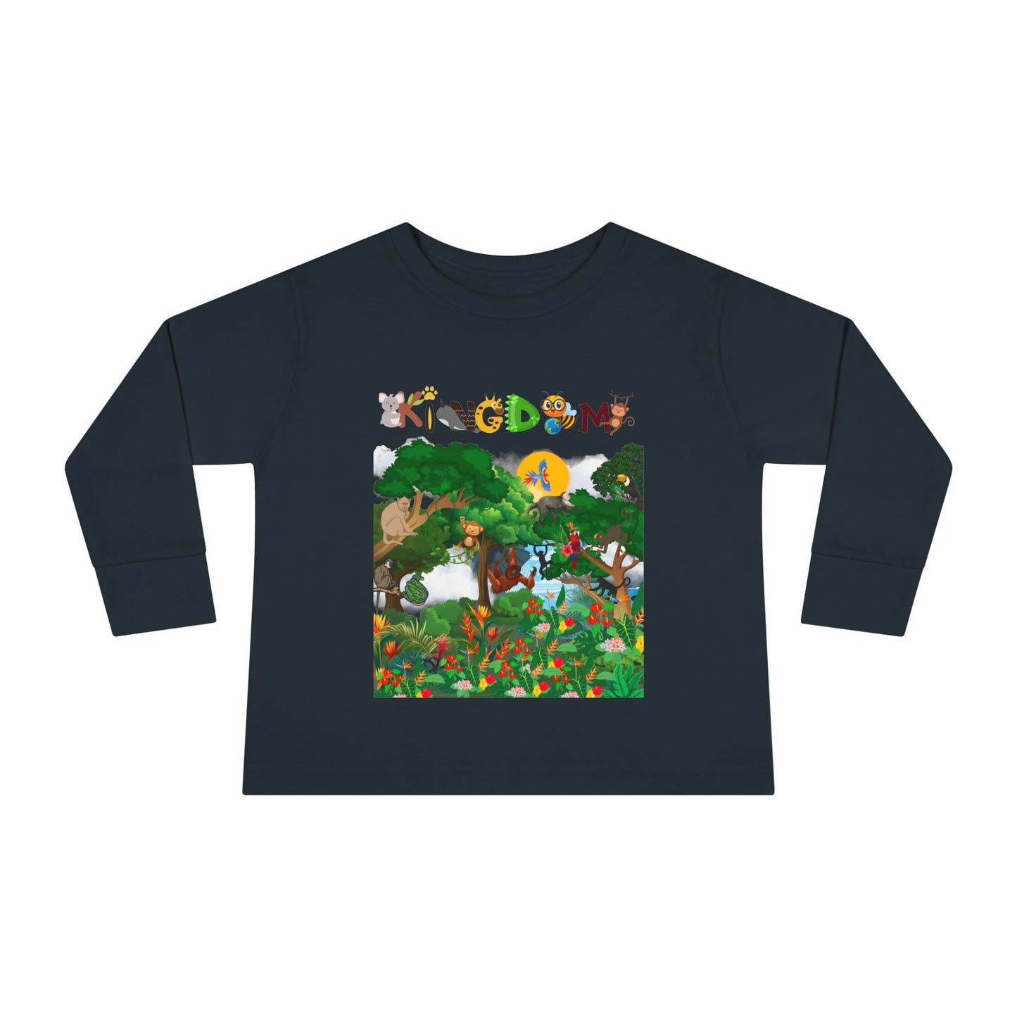 Jungle Animal Toddler Long Sleeve Tee, Kids Safari Shirt, Graphic Wildlife Top for Children