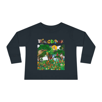 Jungle Animal Toddler Long Sleeve Tee, Kids Safari Shirt, Graphic Wildlife Top for Children
