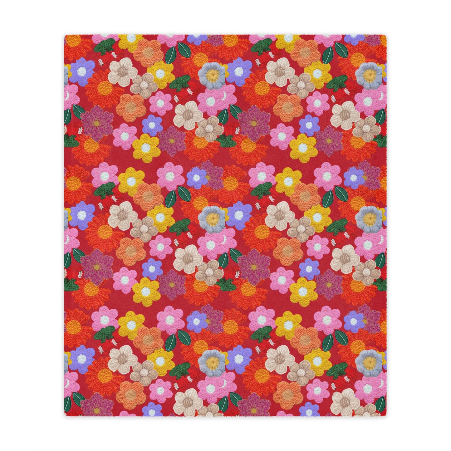 Floral Fiesta Minky Blanket — Bright Retro Flower Pattern, Cozy Throw for Living Room & Kids