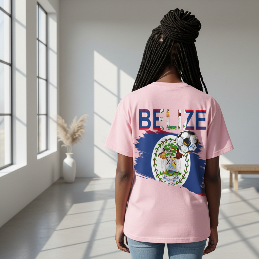 Belize Flag Themed Graphic Unisex  Vintage Wash Cotton T-Shirt