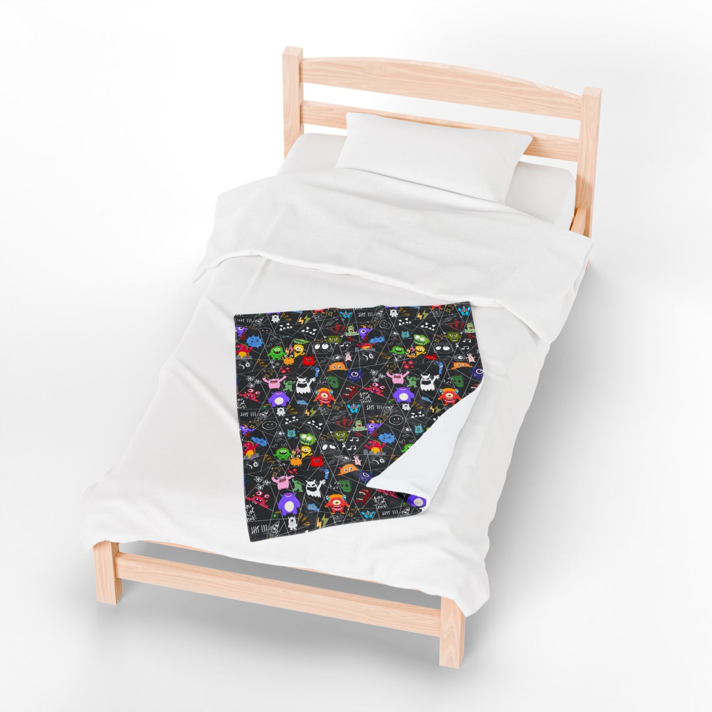 Whimsical Monsters Velveteen Plush Blanket, Soft Fleece Throw, Cozy Bedspread