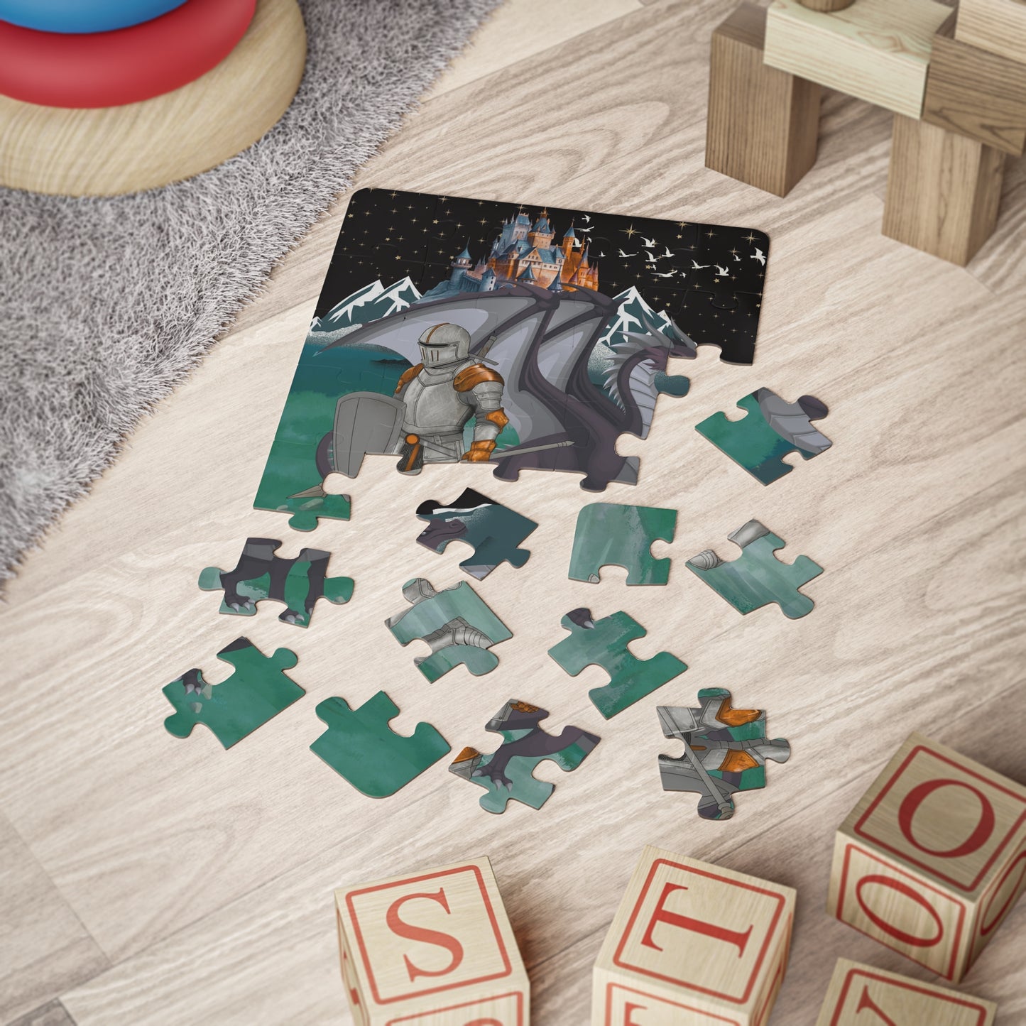 Fantasy Knight & Dragon Kids' Puzzle | 30-Piece Fun, Educational