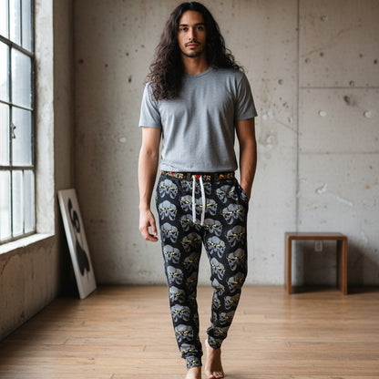 Unisex Gothic Skull-Print Athletic Joggers, Contemporary Loungewear, Casual Fitness Trousers Printify