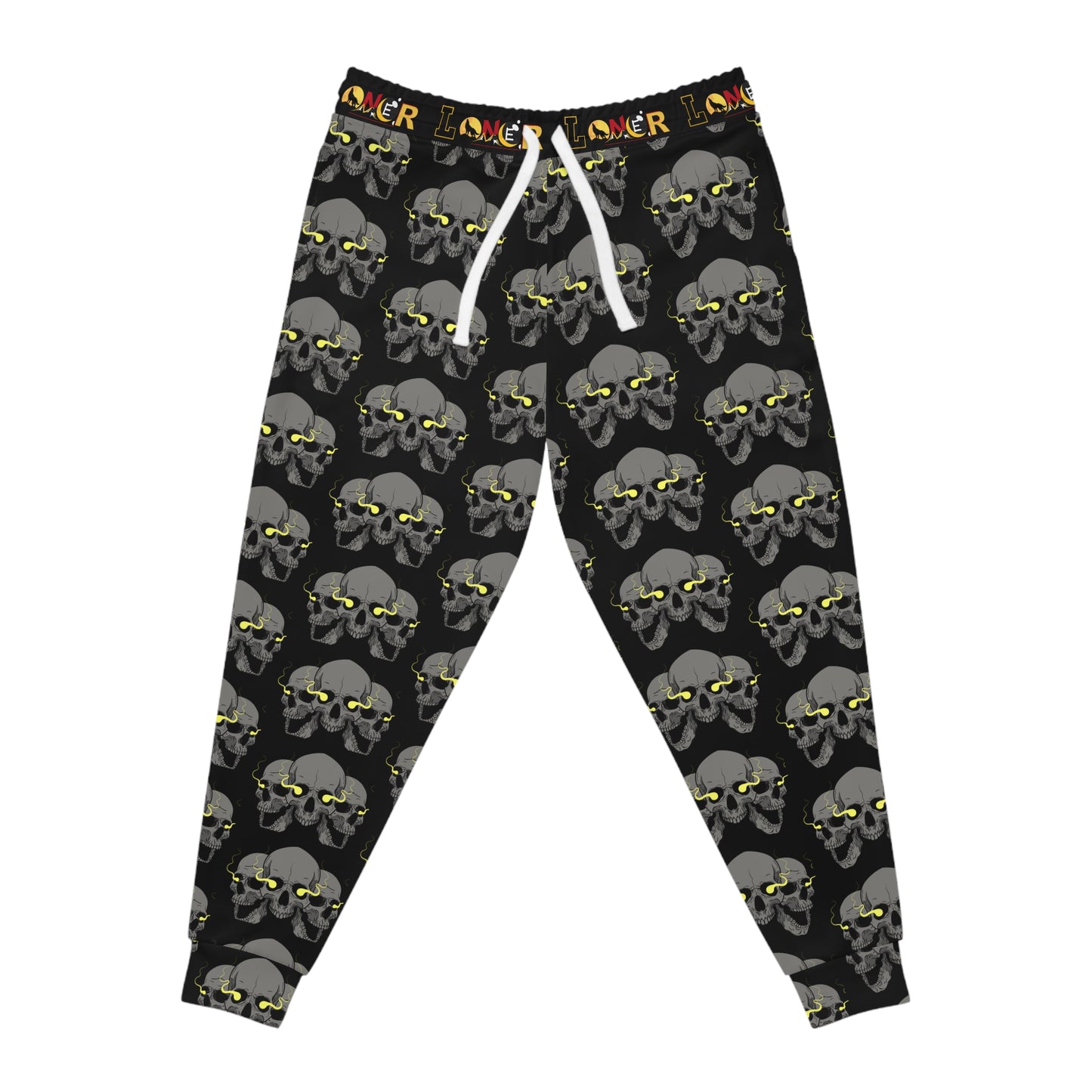 Unisex Gothic Skull-Print Athletic Joggers, Contemporary Loungewear, Casual Fitness Trousers Printify