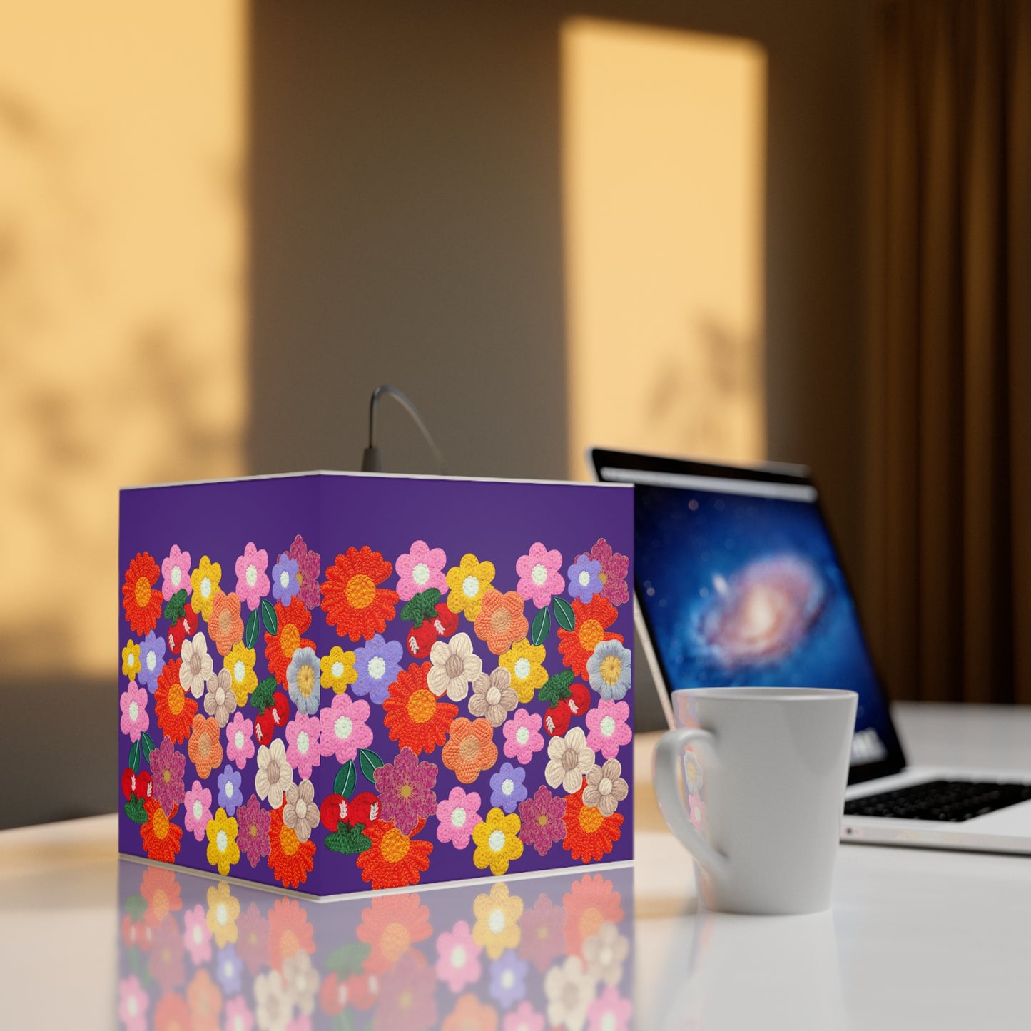 Floral Cube Lamp — Colorful Daisy Light Cube for Bedroom & Nursery