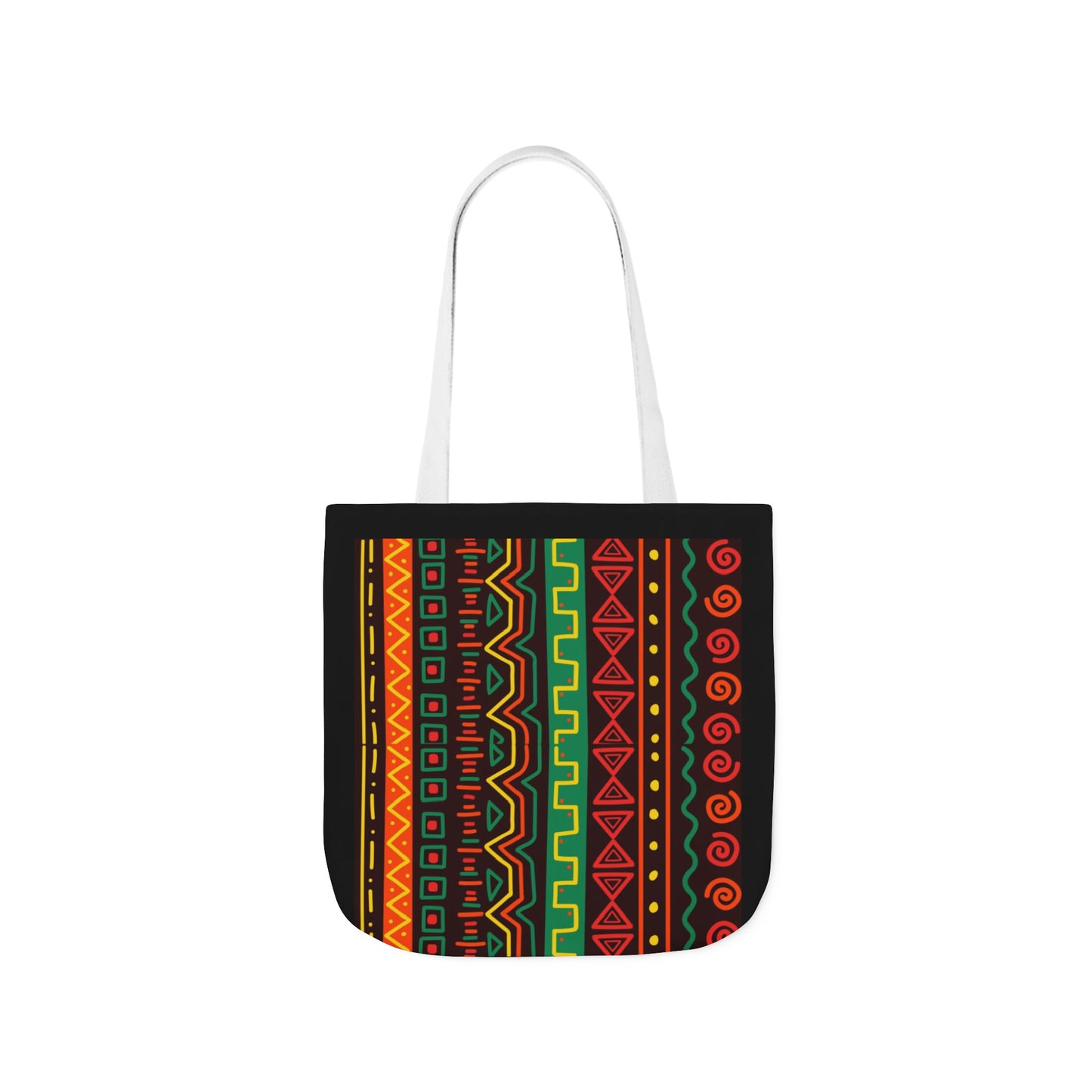 Afrocentric Pattern Canvas Tote — Colorful Tribal Stripe Beach & Market Bag