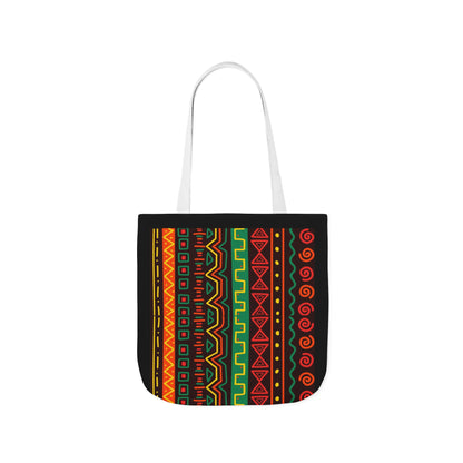 Afrocentric Pattern Canvas Tote — Colorful Tribal Stripe Beach & Market Bag