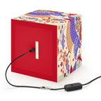 Japanese Wave & Crane Light Cube Lamp — Floral Origami Pattern Ambient Pendant Printify