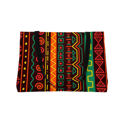 Weekender Tote Bag — Vibrant Afrocentric Tribal Stripe Beach & Travel Tote
