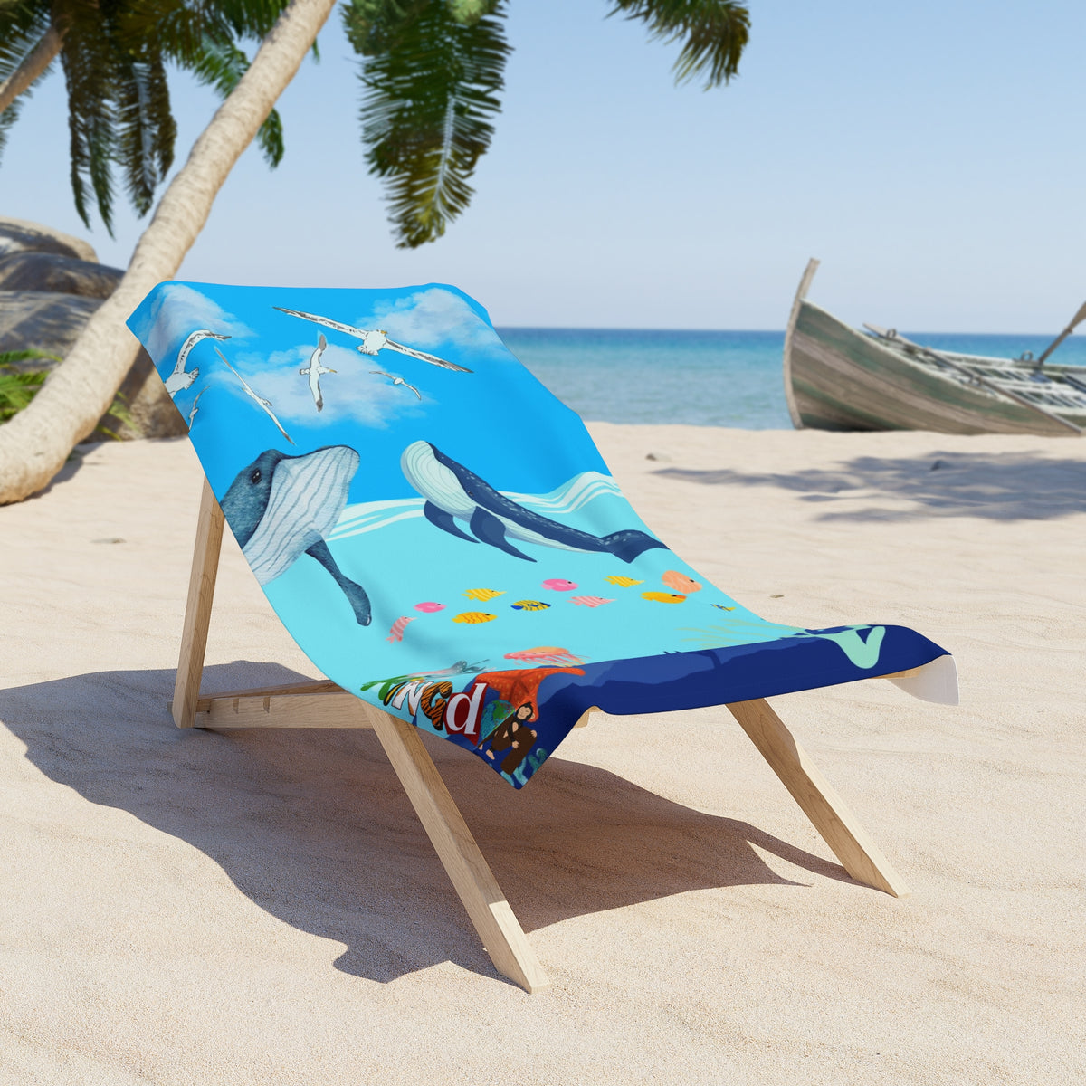 Whale & Sea Life Beach Towel - Vibrant Ocean Adventure for Summer Fun Printify