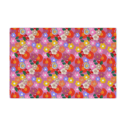 Floral Fiesta Minky Blanket — Bright Retro Flower Pattern, Cozy Throw for Living Room & Kids