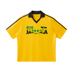Jamaican Flag Themed Unisex Graphic Contrast Collar Striped Soccer Jersey
